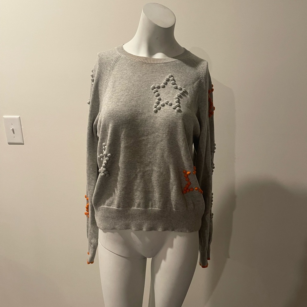 WISPR gray  and Orange Star Embellished Sweater